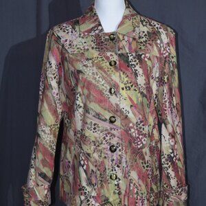 Chico's Multi-Color Abstract Animal Print Button-Down Jacket - Women's Size 1